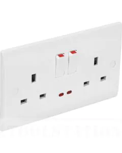 2 Gang Switched Socket with Neon