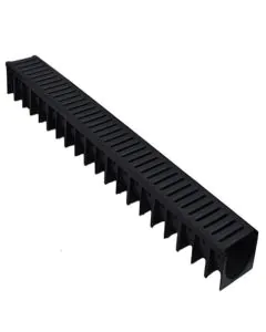 Polypropylene Channel Drain incl PVC Grating 1m - Black