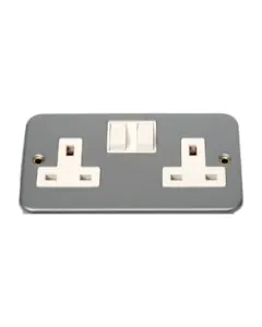 2 Gang Metal Socket incl Switch
