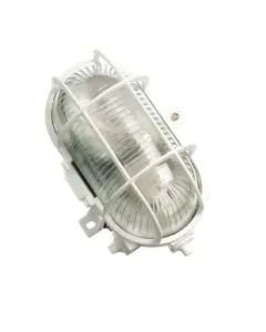 Oval Bulkhead White 60W cw Guard