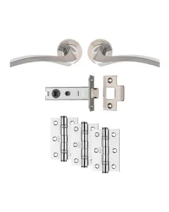 Sines Latch Ultimate Door Pack - Satin Nickel  >  Polished Chrome
