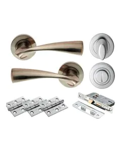 Sintra Lever On Rose WC Door Pack - Satin Nickel