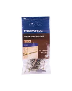 Rawlplug Chipboard Screw 5mm x 30mm 20pcs - Yellow