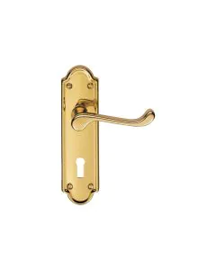 Ashtead Lever on Backplate with 3 Hinges- Polished Brass