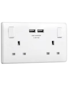 2 Gang Switched Socket with USB 3.1A