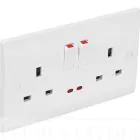 2 Gang Switched Socket with Neon