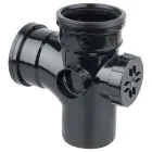 Black Soil Single Access Branch 90 Degree Single socket with 2 x Boss Upstands 110mm