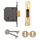Yale PM552 5 Lever Mortice Deadlock - 64 mm / Polished Brass