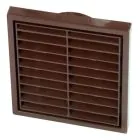 Wall Vent Square Louvre with Fly Screen 100mm - Brown