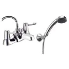 Lever Action Deck Mounted Bath Shower Mixer - Chrome