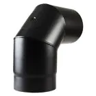 Stove Flue Pipe Matt Black Enamel 90 degree Bend With Door 5 inch