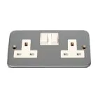 2 Gang Metal Socket incl Switch