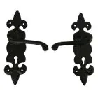 Black Antique Lever Lock Set Fleur-De-Lys