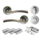 Sines Lever On Rose WC Door Pack - Satin Nickel Chrome