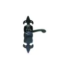 Fleur De Lys Lever on Backplate with 3 Hinges - Black Powder Coat