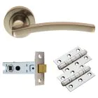 Tavira Lever on Rose Bathroom Latch Set - Satin Nickel