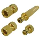 Faithfull Brass Nozzle and Hose Fittings Kit 1/2 inch - 4 pcs 