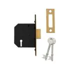 Yale Essentials 5 Lever Deadlock - 64 mm  / Polished Brass