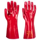 Portwest RG43 Red PVC Gauntlet Glove 11inch (Open Wrist)