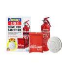 Safeline 3 in 1 Fire Safety Kit - 1KG Extinguisher  Fire Blanket  Smoke Alarm